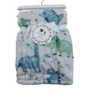 Adirondack Baby Dinosaur Blanket Dino Fleece Gray Blue Green Infant Boys NWT